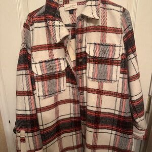 Universal Thread Women's Red and Black Plaid Utility Jacket